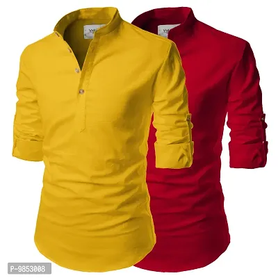 Stylish Cotton Men Short Kurta (Pack of 2)-thumb0