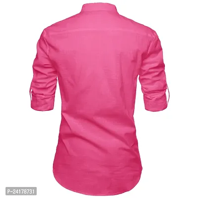 Reliable Pink Cotton Solid Short Length Kurta For Men-thumb2