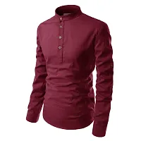 Reliable Maroon Cotton Solid Short Length Kurta For Men-thumb2