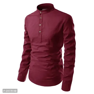 Reliable Maroon Cotton Solid Short Length Kurta For Men-thumb3