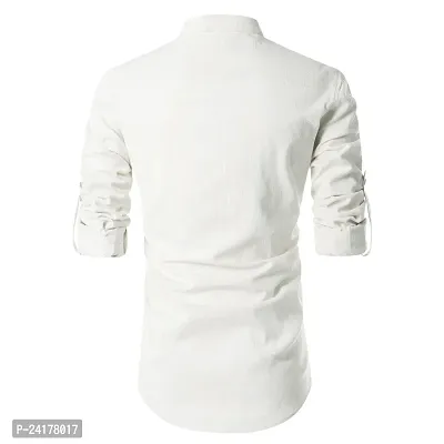 Reliable White Cotton Solid Short Length Kurta For Men-thumb2