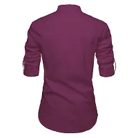 Reliable Purple Cotton Solid Short Length Kurta For Men-thumb1