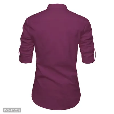 Reliable Purple Cotton Solid Short Length Kurta For Men-thumb2