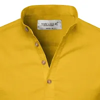 Reliable Yellow Cotton Solid Short Length Kurta For Men-thumb3