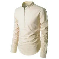 Reliable Beige Cotton Solid Short Length Kurta For Men-thumb2