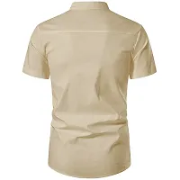 Reliable Beige Cotton Solid Short Length Kurta For Men-thumb2