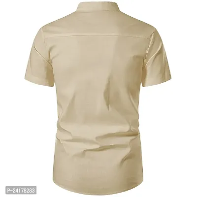 Reliable Beige Cotton Solid Short Length Kurta For Men-thumb3