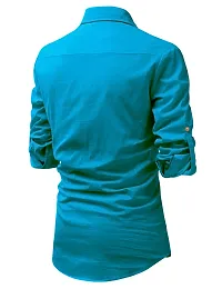 Reliable Turquoise Cotton Solid Short Length Kurta For Men-thumb1