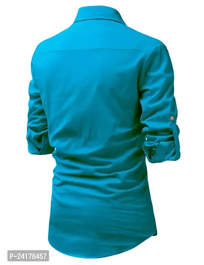 Reliable Turquoise Cotton Solid Short Length Kurta For Men-thumb2