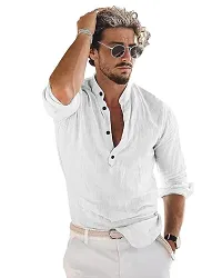 Reliable White Cotton Blend Solid Short Length Kurta For Men-thumb2