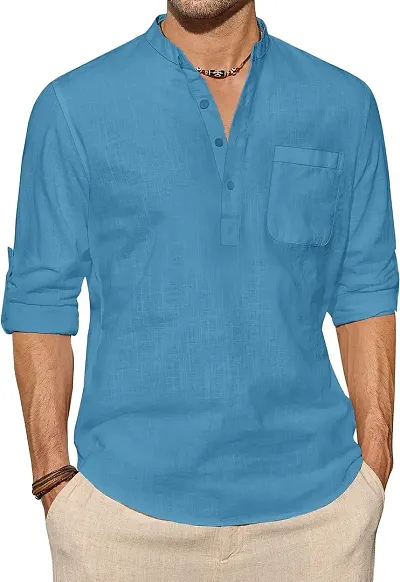 Reliable Blend Solid Short Length Kurta For Men