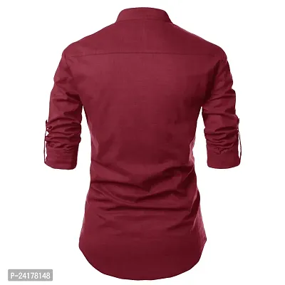 Reliable Maroon Cotton Solid Short Length Kurta For Men-thumb2