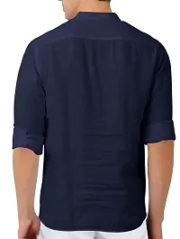 Reliable Blue Cotton Blend Solid Short Length Kurta For Men-thumb1