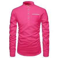 Reliable Pink Cotton Solid Short Length Kurta For Men-thumb2