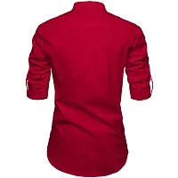 Reliable Red Cotton Solid Short Length Kurta For Men-thumb1