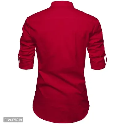 Reliable Red Cotton Solid Short Length Kurta For Men-thumb2