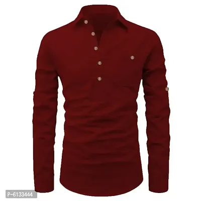 Stylish Men Cotton Casual Hip Length Kurta-thumb0