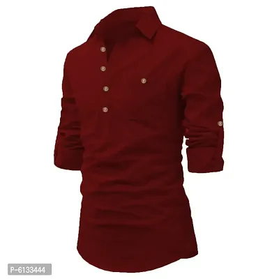 Stylish Men Cotton Casual Hip Length Kurta-thumb2