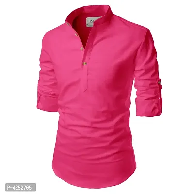 Designer Pink Cotton Solid Casual Shirt For Men
