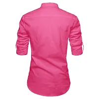 Designer Pink Cotton Solid Casual Shirt For Men-thumb1