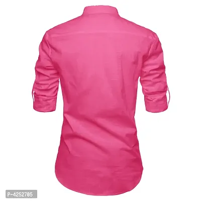 Designer Pink Cotton Solid Casual Shirt For Men-thumb2