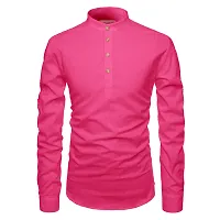 Designer Pink Cotton Solid Casual Shirt For Men-thumb2