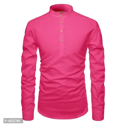 Designer Pink Cotton Solid Casual Shirt For Men-thumb3