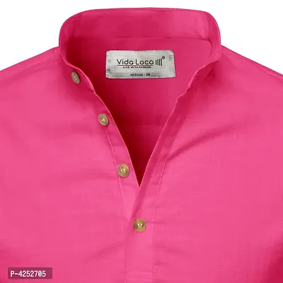 Designer Pink Cotton Solid Casual Shirt For Men-thumb4