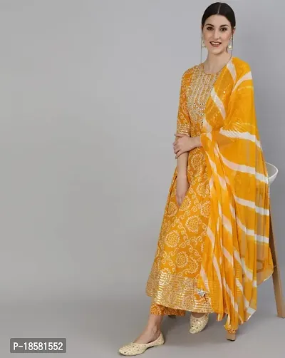 Beautiful Rayon Embroidery Anarkali Kurta Pant with Dupatta Set