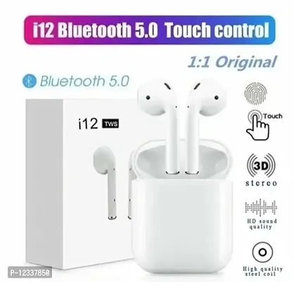 I 12 TWS 5.0 True Wireless Headset (WHITE) Bluetooth Headphones  Earphones-thumb0