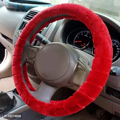 CS Glare Car Steering Wheel Cover Microfiber Medium/Small (Red, Medium)-thumb3