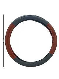 CS GLARE Car Steering Cover Leather Small - (Wooden Black, Small)-thumb2