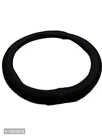 CS GLARE Microfiber Leather Auto Car Steering Wheel Cover Universal 15 inch/Medium - (Black)-thumb2