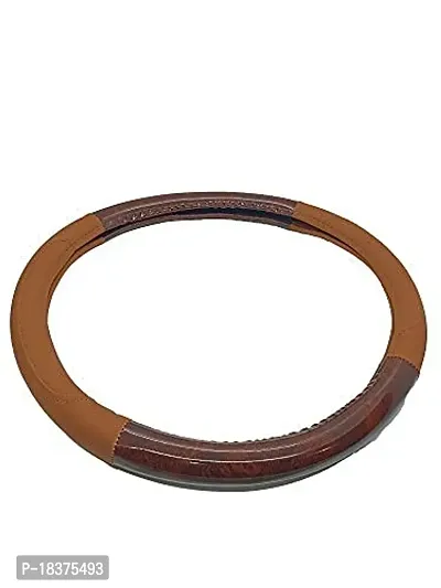 CS GLARE Car Steering Cover Leather Small - (Wooden Tan, Small)-thumb2