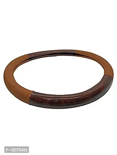 CS GLARE Car Steering Cover Leather Small - (Wooden Tan, Small)-thumb4