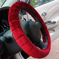 CS Glare Car Steering Wheel Cover Microfiber Medium/Small (Red, Small)-thumb3