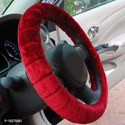 CS Glare Car Steering Wheel Cover Microfiber Medium/Small (Red, Small)-thumb4