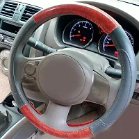 CS GLARE Car Steering Cover Leather Small Size/Medium Size (Grey Wood, Small)-thumb3