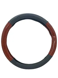 CS GLARE Car Steering Cover Leather Small - (Wooden Black, Small)-thumb4