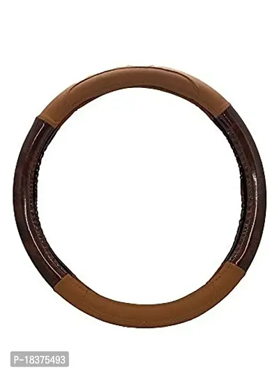 CS GLARE Car Steering Cover Leather Small - (Wooden Tan, Small)-thumb0