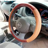 CS GLARE Performance Faux Leather Steering Wheel Cover (Black Tan)-thumb4