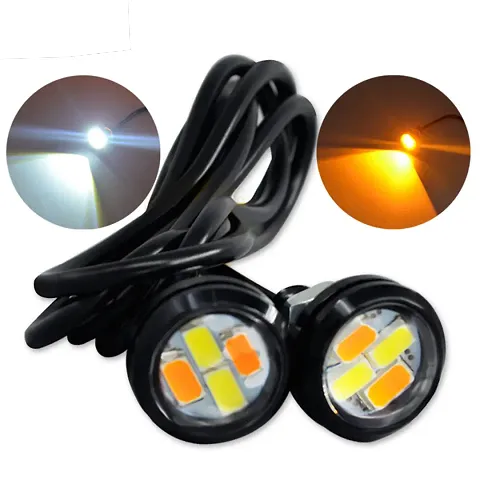 CS GLARE LED-23MM LED Eagle Eye Day Time Running Pilot Lamp (5W) White And Yellow Color Pack of 2