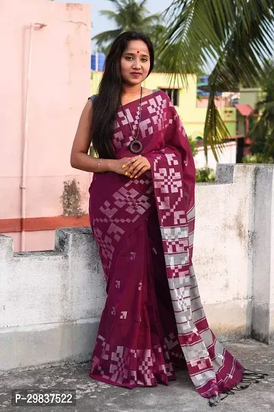 Khadi Cotton Saree With Blouse Piece-thumb0