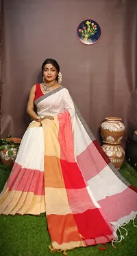 Elegant Cotton Saree With Blouse Piece For Women-thumb1