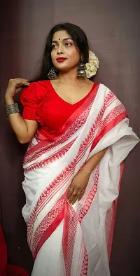 Elegant Cotton Saree With Blouse Piece For Women-thumb2