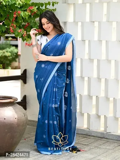 Trendy Cotton Saree with Blouse for Women-thumb0