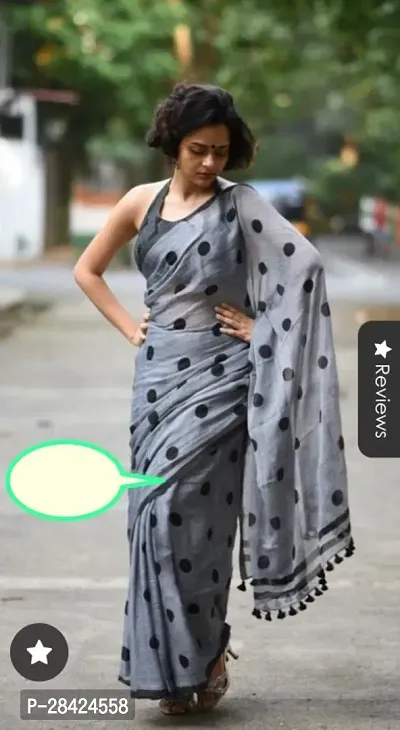 Trendy Cotton Dot Printed Saree-thumb0