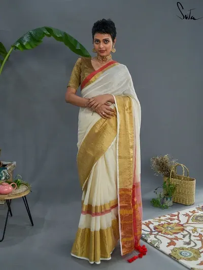 Blend Zari Saree With Blouse Piece