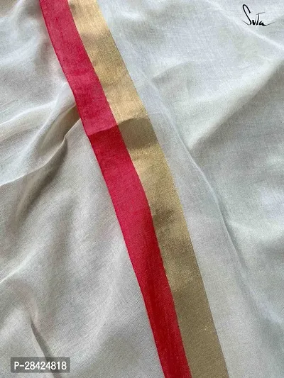 Cotton Blend Zari Saree With Blouse Piece-thumb2