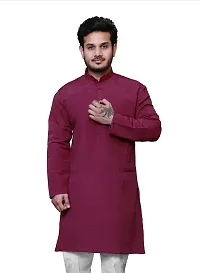 RAI's Men's Regular Solid Khadi Cotton Ethnic Wear Long Kurta (38, Purple)-thumb4